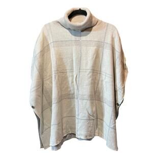 Barbour Boyde Plaid Wool Blend Cape Poncho Summer Tartan OS Cream Gray
